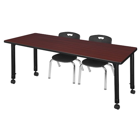 Regency Tables > Height Adjustable > Rectangular Mobile Table & Chair Sets, 60 W, 30 L, 23-34 H, Mahogany MT6030MHAPCBK45BK